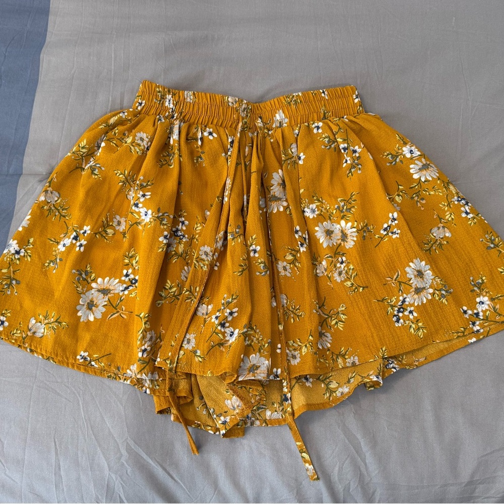 Floral Mustard Yellow Skort